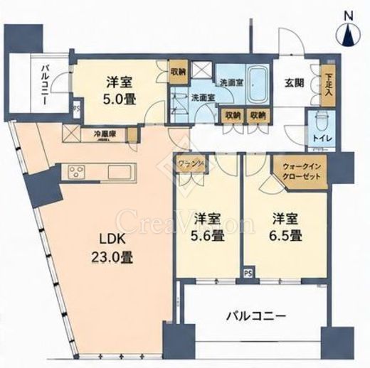 パークタワー勝どきミッド/サウス　S18F1号室　間取り