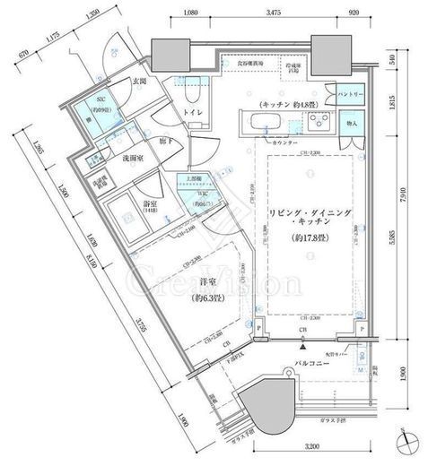 パークタワー勝どきミッド/サウス　S2628号室　間取り