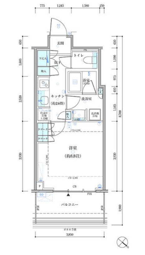 パークタワー勝どきサウス　1025号室　間取り