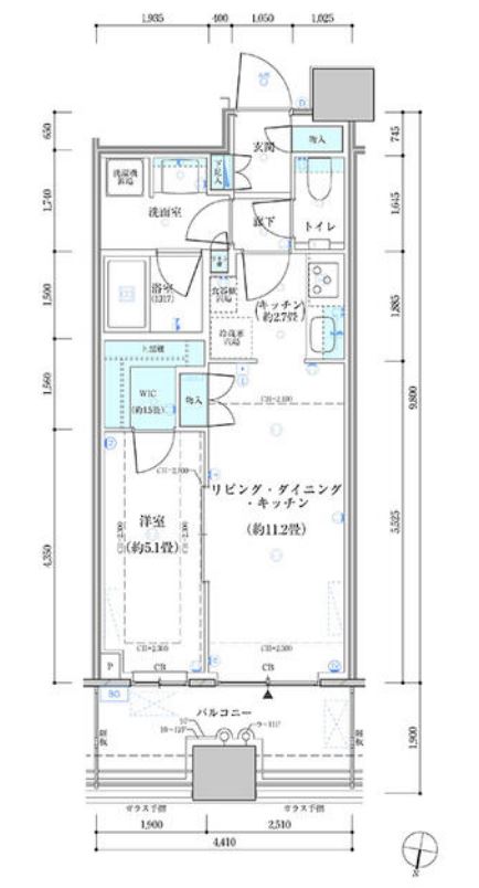 パークタワー勝どきサウス　1205号室　間取り