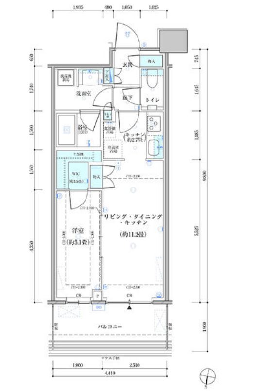 パークタワー勝どきサウス　1006号室　間取り