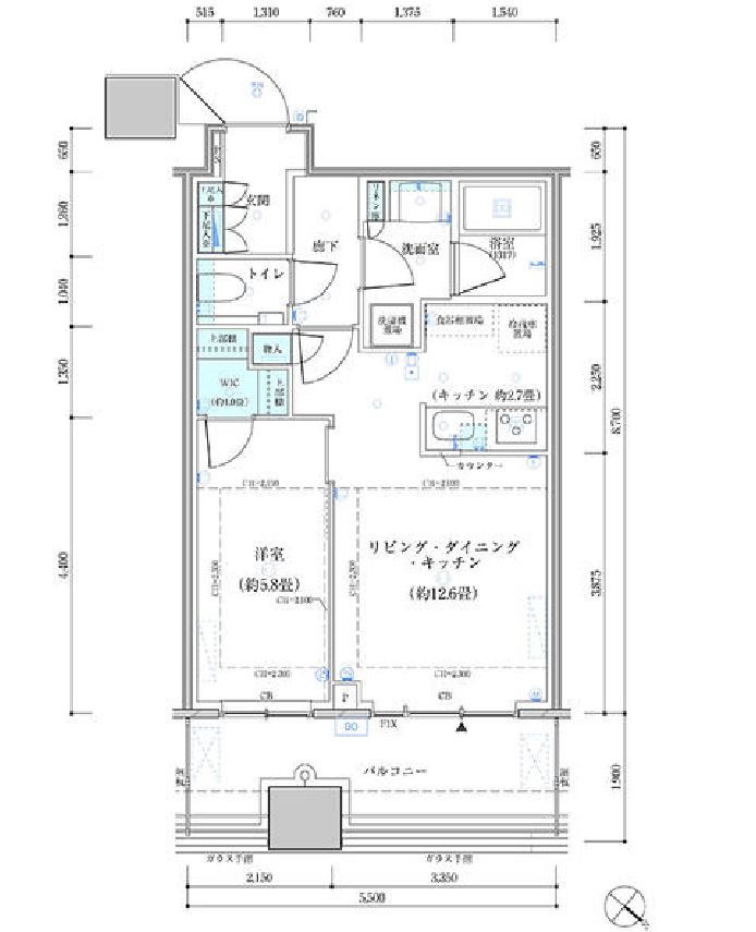 パークタワー勝どきサウス　416号室　間取り