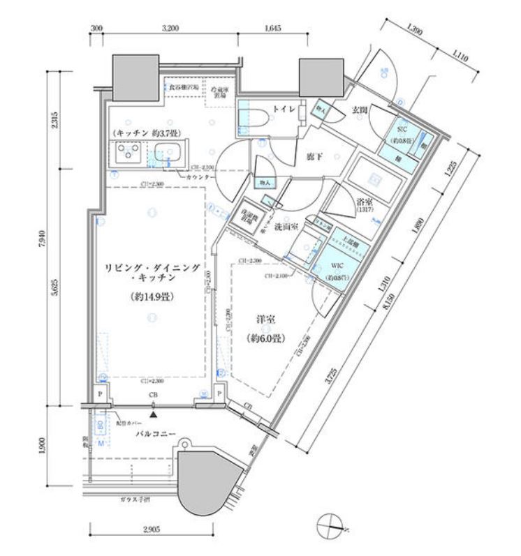 パークタワー勝どきサウス　308号室　間取り