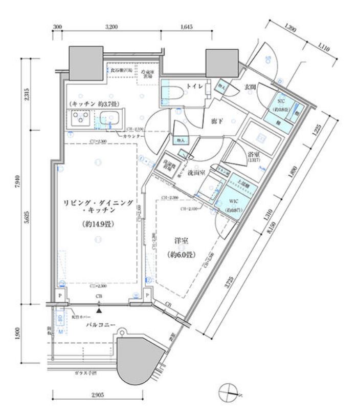パークタワー勝どきサウス　512号室　間取り