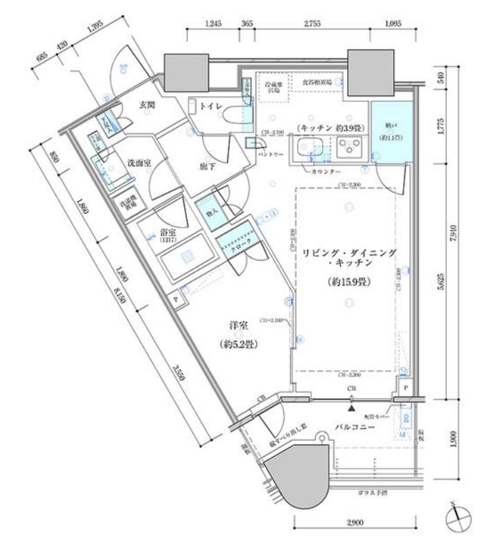 パークタワー勝どきサウス　1531号室　間取り