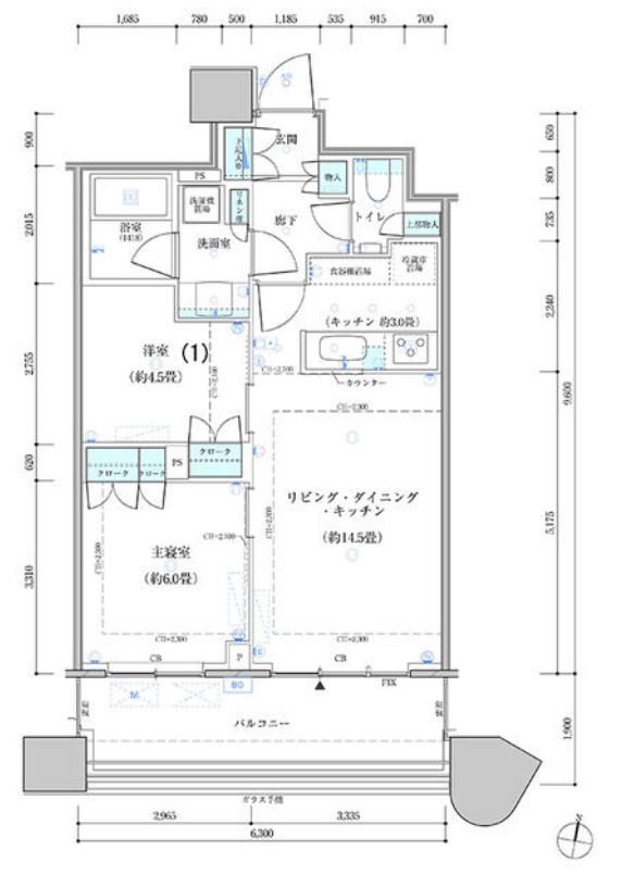 パークタワー勝どきサウス　938号室　間取り