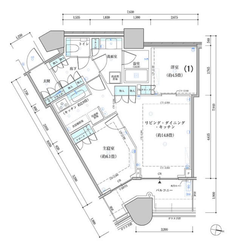 パークタワー勝どきサウス　1420号室　間取り