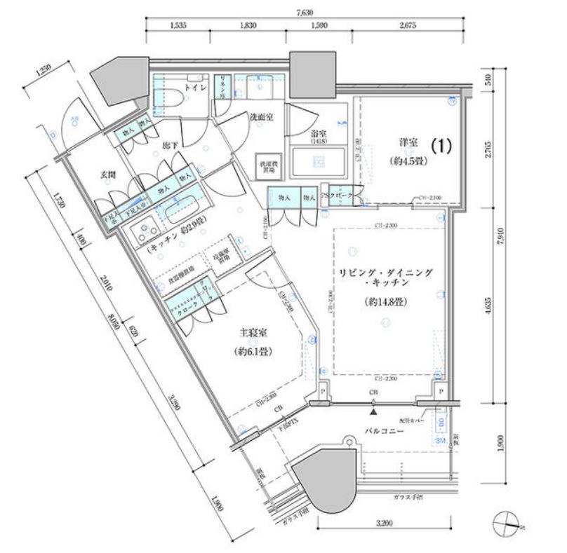 パークタワー勝どきサウス　1820号室　間取り