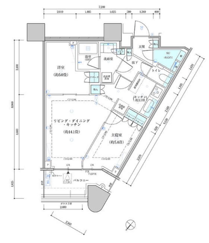 パークタワー勝どきサウス　4906号室　間取り
