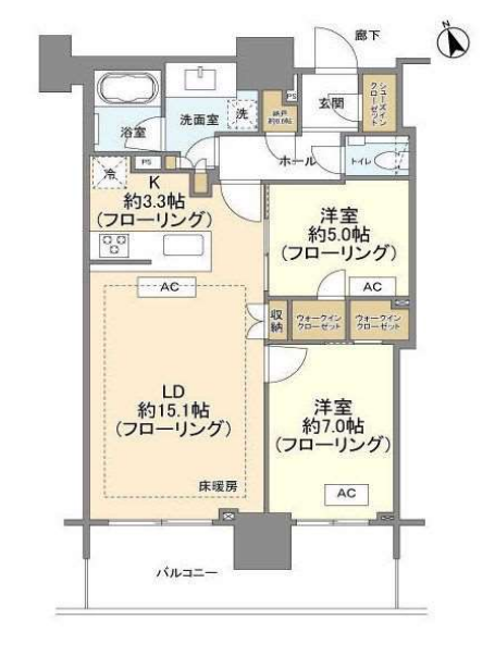 ブランズタワー芝浦　13F号室　間取り