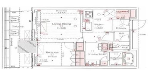 ブランズタワー芝浦　1416号室　間取り