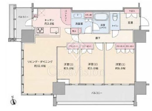 ブランズタワー芝浦　11F5号室　間取り