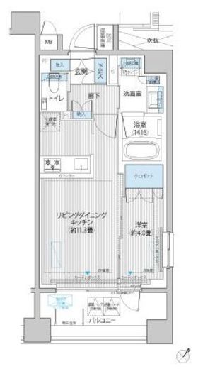 イニシア築地レジデンス　704号室　間取り