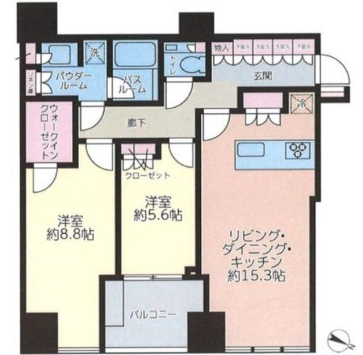 プレミストタワー白金高輪　2004号室　間取り