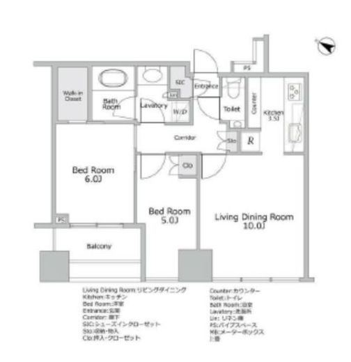 プレミストタワー白金高輪　3208号室　間取り