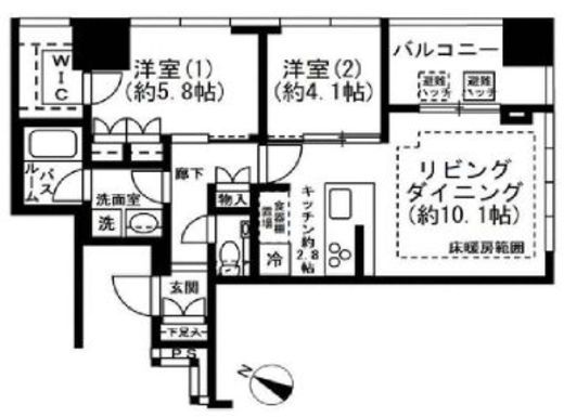 プレミストタワー白金高輪　706号室　間取り