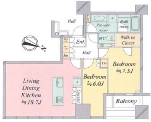 プレミストタワー白金高輪　24F5号室　間取り
