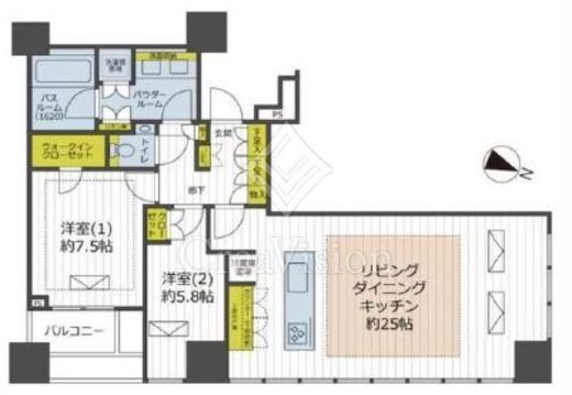 プレミストタワー白金高輪　3404号室　間取り