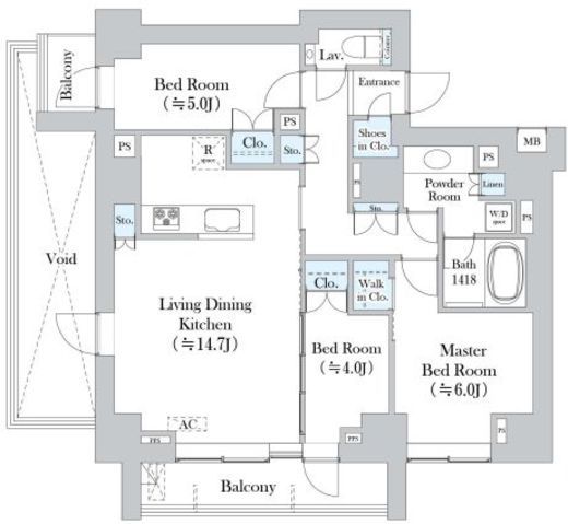 ディアナコート池田山公園　308号室　間取り
