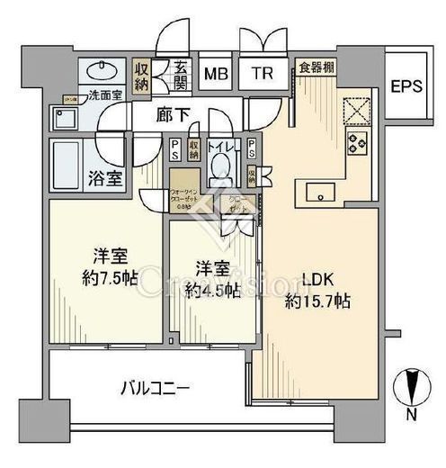 グランリビオ芝大門　17F5号室　間取り