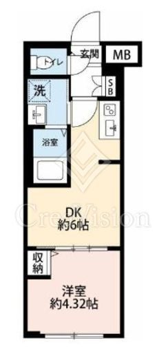 ハーモニーレジデンス新宿四谷　2F1号室　間取り