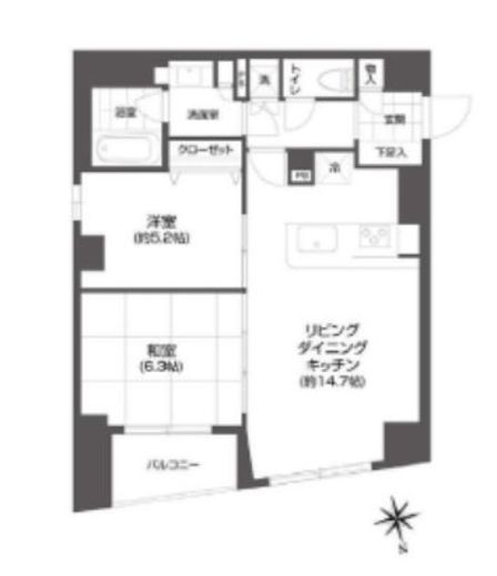 グランパセオ市谷甲良町　1302号室　間取り