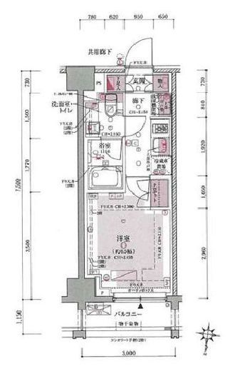 クレヴィア山吹神楽坂　206号室　間取り