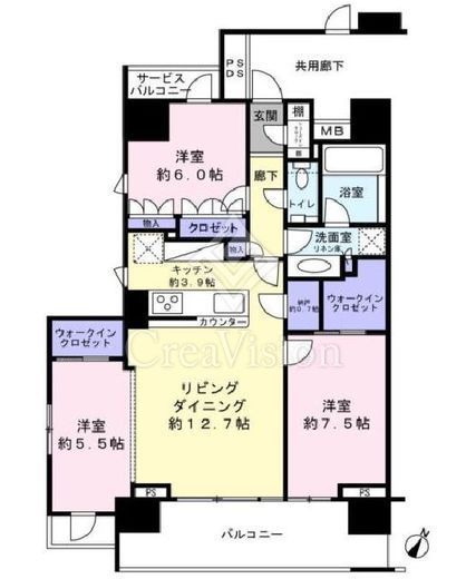 クレヴィア新宿若松町　1306号室　間取り