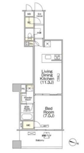 ボヌール日本橋浜町　202号室　間取り
