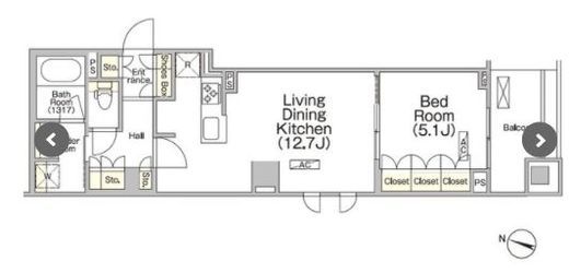 ボヌール日本橋浜町　507号室　間取り