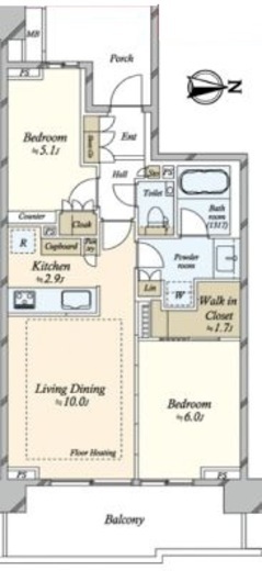 パークホームズ木場クリアテラス　1003号室　間取り