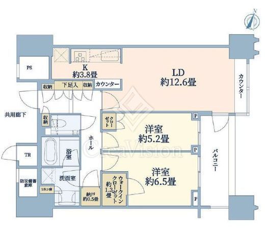パークコート文京小石川　ザ　タワー　35F1号室　間取り