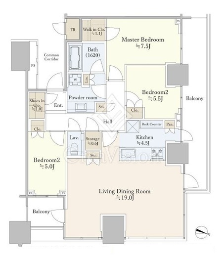 パークコート文京小石川ザ・タワー　2611号室　間取り