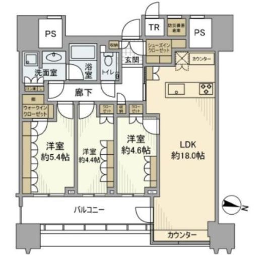パークコート文京小石川ザ・タワー　25F5号室　間取り