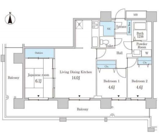 セルリアンホームズ勝どき　1106号室　間取り