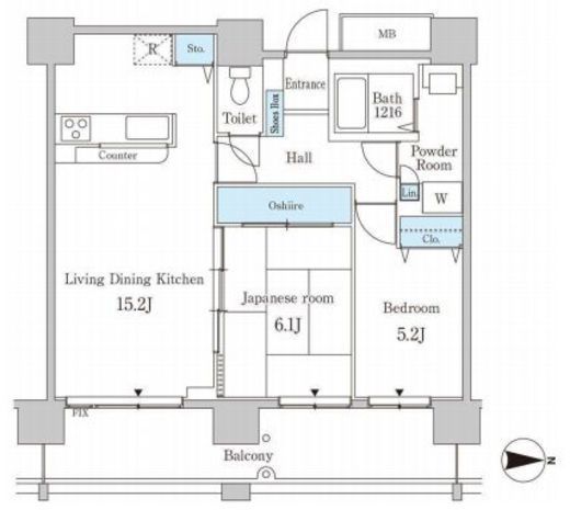 セルリアンホームズ勝どき　2503号室　間取り