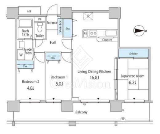セルリアンホームズ勝どき　1002号室　間取り