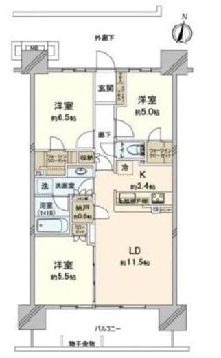 オーベル東陽町ファインレジデンス　308号室　間取り