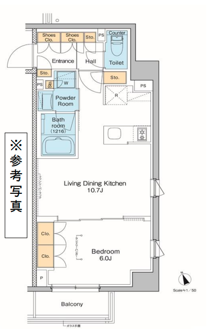 プラウドフラット清澄白河Ⅱ　702号室　間取り