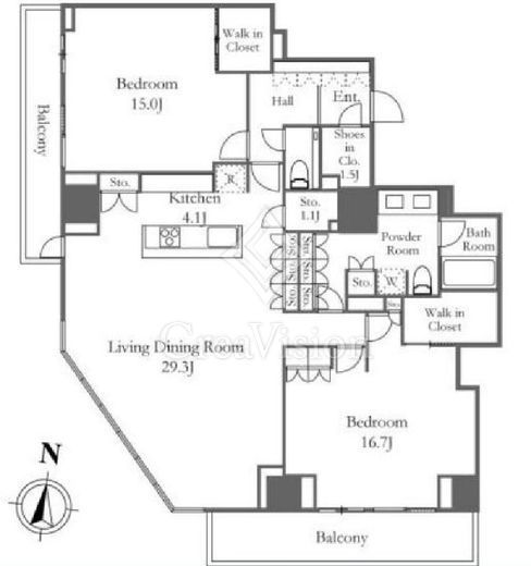 ザ・パークハウス三田タワー　11F1号室　間取り