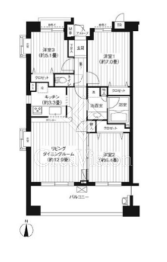 パークビューステージ東陽町　1201号室　間取り