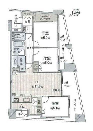 フォリアージュ　413号室　間取り