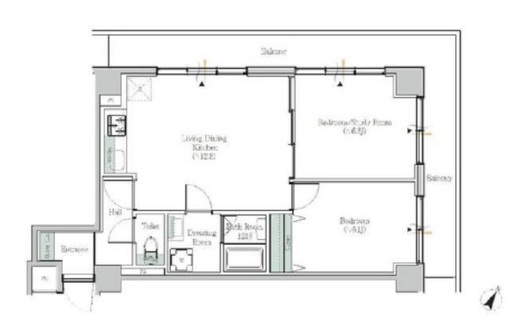 ブルックサイド水天宮前　202号室　間取り
