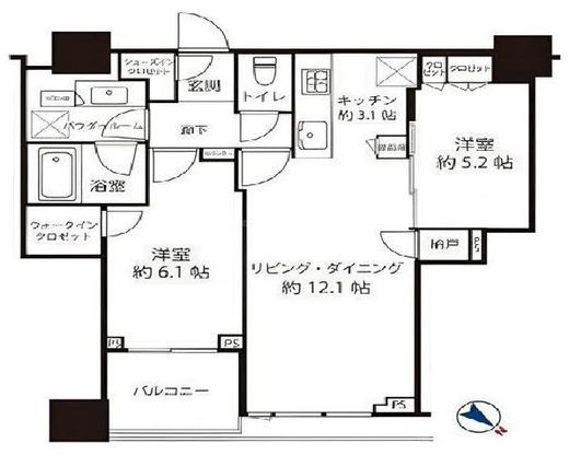シティタワー武蔵小山　20F2号室　間取り