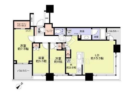 シティタワー武蔵小山　T401号室　間取り