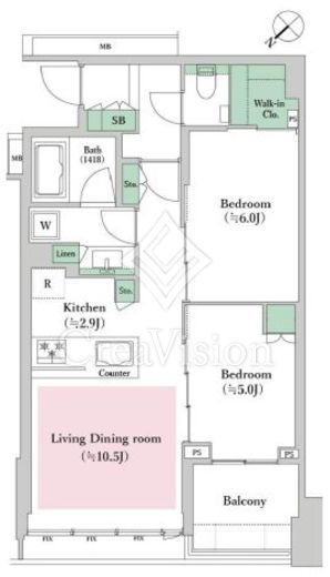 シティタワー武蔵小山　T1707号室　間取り
