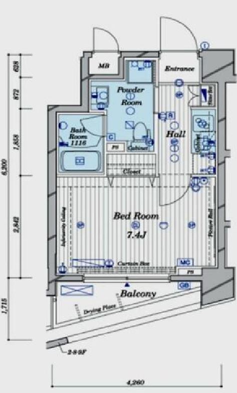 メインステージ中目黒　802号室　間取り
