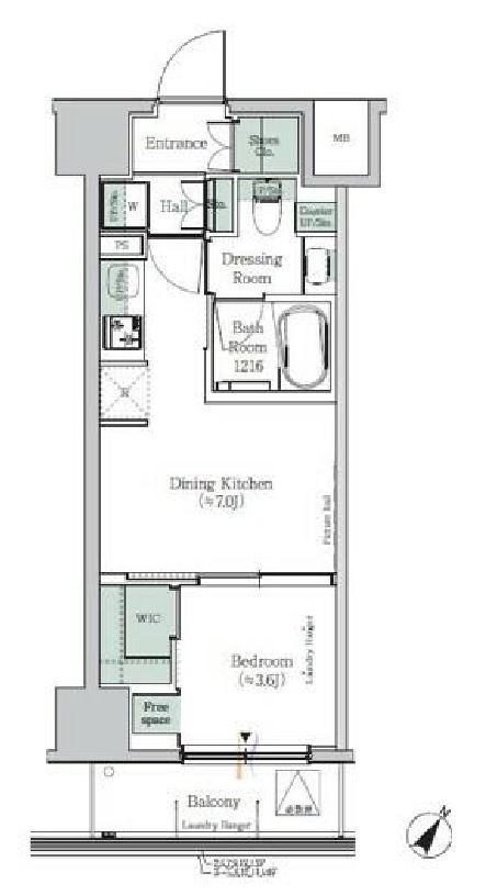 ワンルーフレジデンス木場イースト　1204号室　間取り