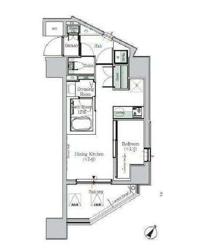 One ROOF Residence Kiba East　1201号室　間取り