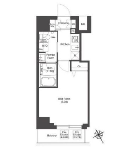 コンフォリア門前仲町サウス　702号室　間取り